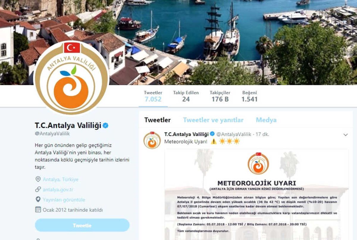 Antalya Valiliğinden Sıcak Hava Uyarısı