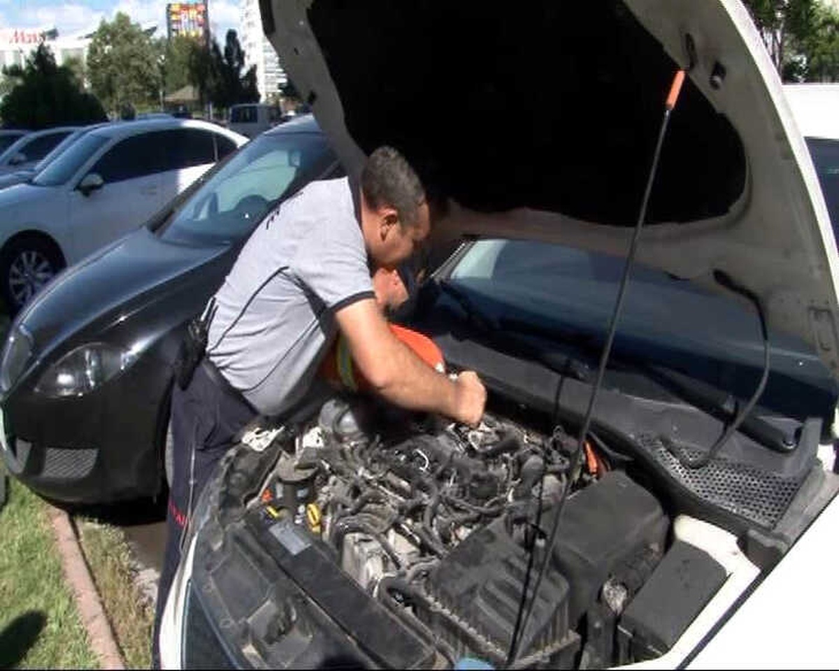 Otomobile Sıkışan Yavru Kediyi İtfaiye Kurtardı