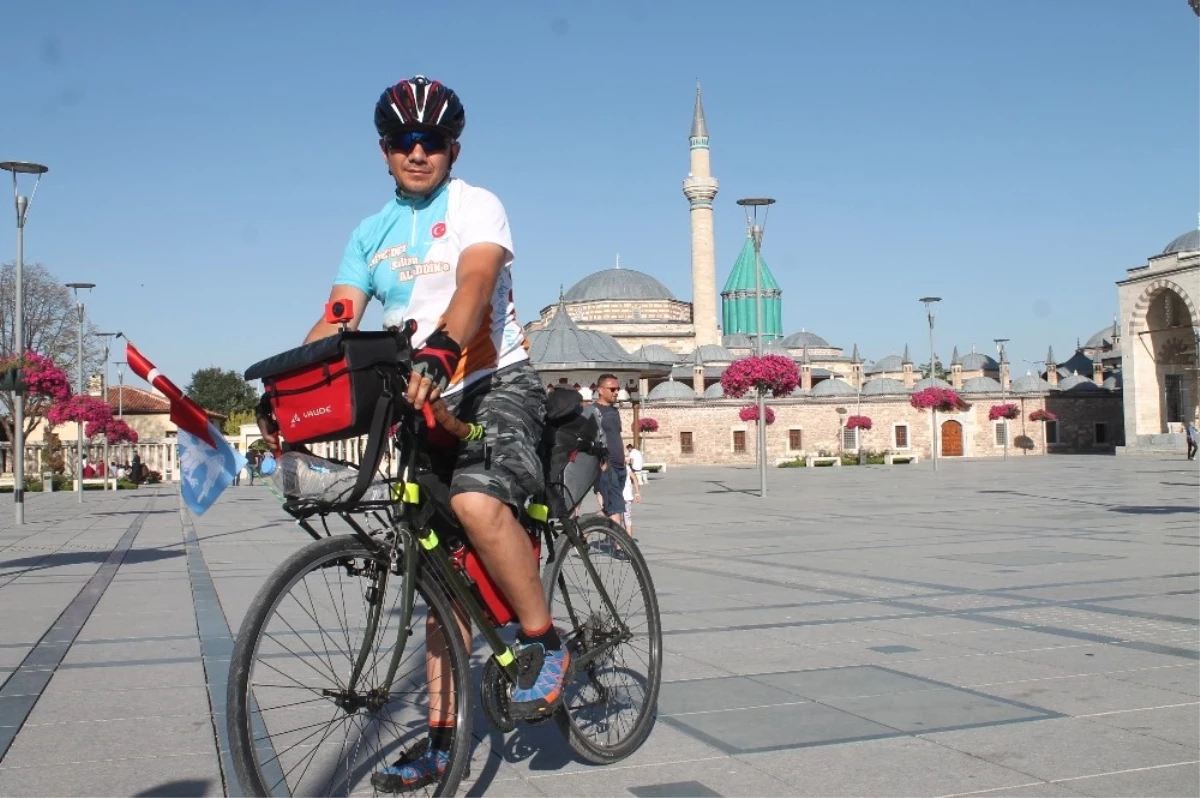 Alanya\'dan Sultan Alaaddin\'i Anmak İçin Bisikletle Konya\'ya Geldi
