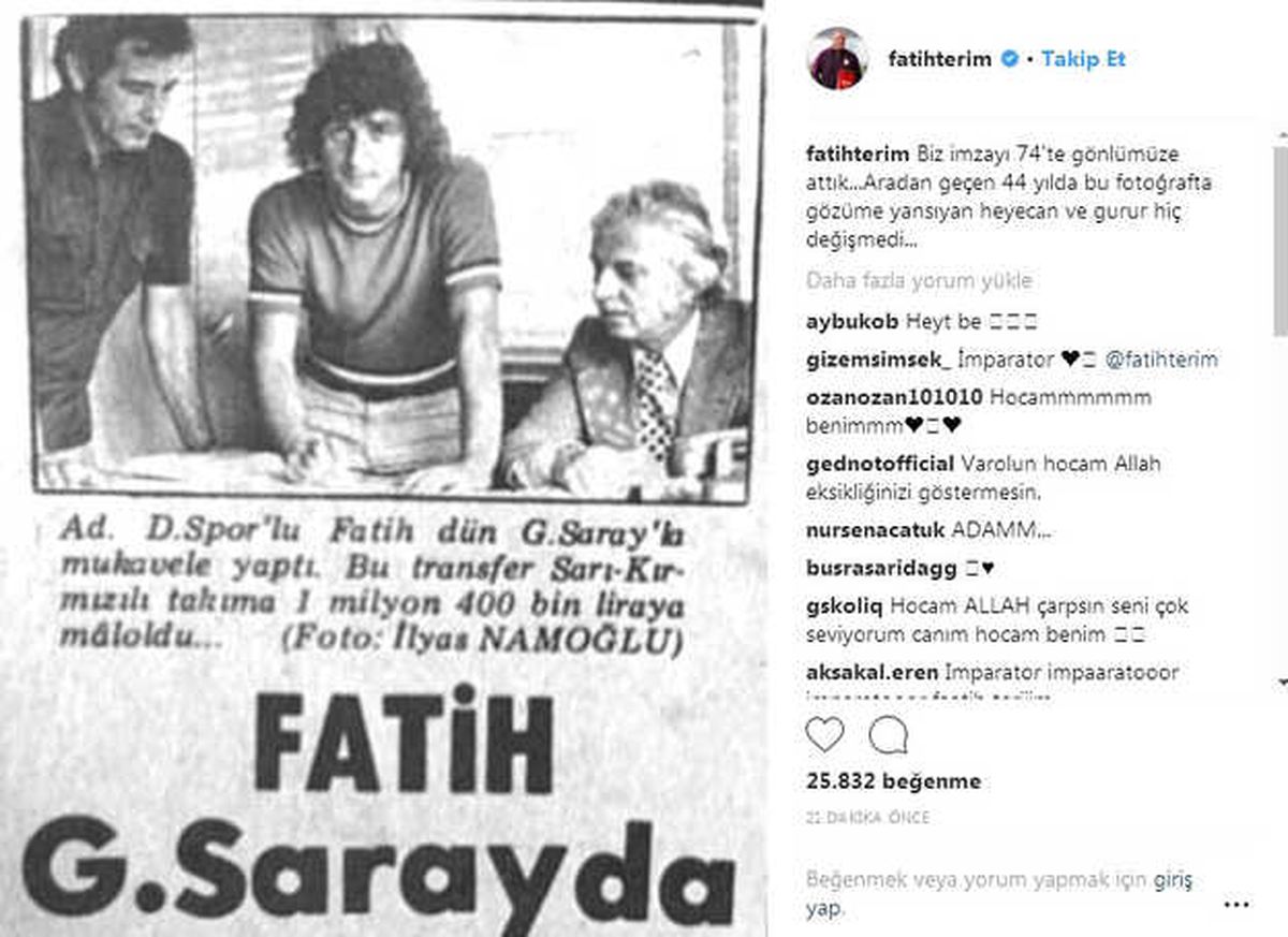 Fatih Terim, Galatasaray\'a İlk İmzasını Unutmadı
