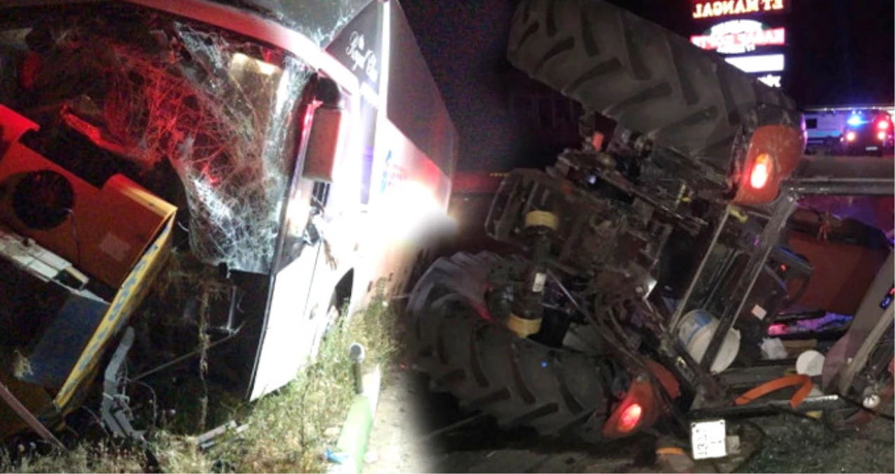 Afyonkarahisar\'da Yolcu Otobüsü Traktörle Çarpıştı: 2 Ölü 3 Yaralı!