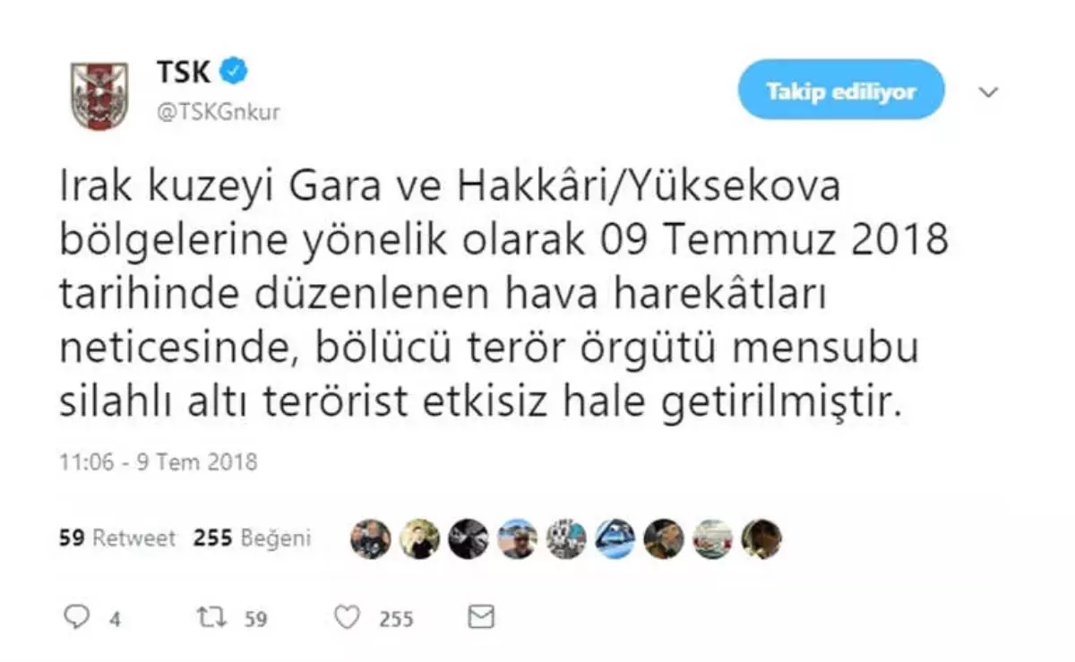 Irak ve Hakkari\'de 6 Terörist Etkisiz Hale Getirildi