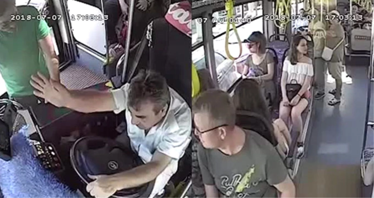Antalya\'da Hareket Halindeki Otobüste Yolcu Şoför Kavgası Kamerada