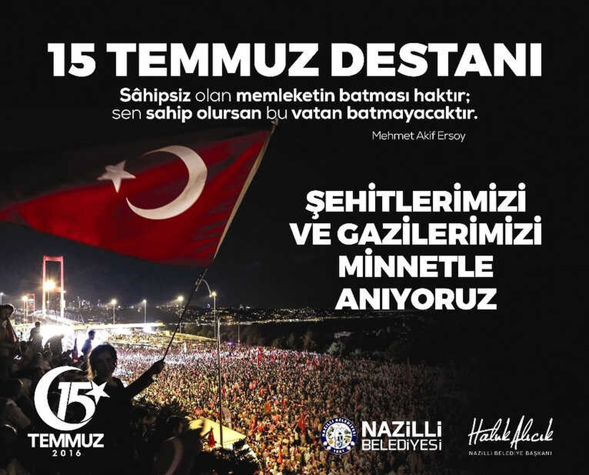 Başkan Alıcık\'ın 15 Temmuz Demokrasi ve Milli Birlik Günü Mesajı