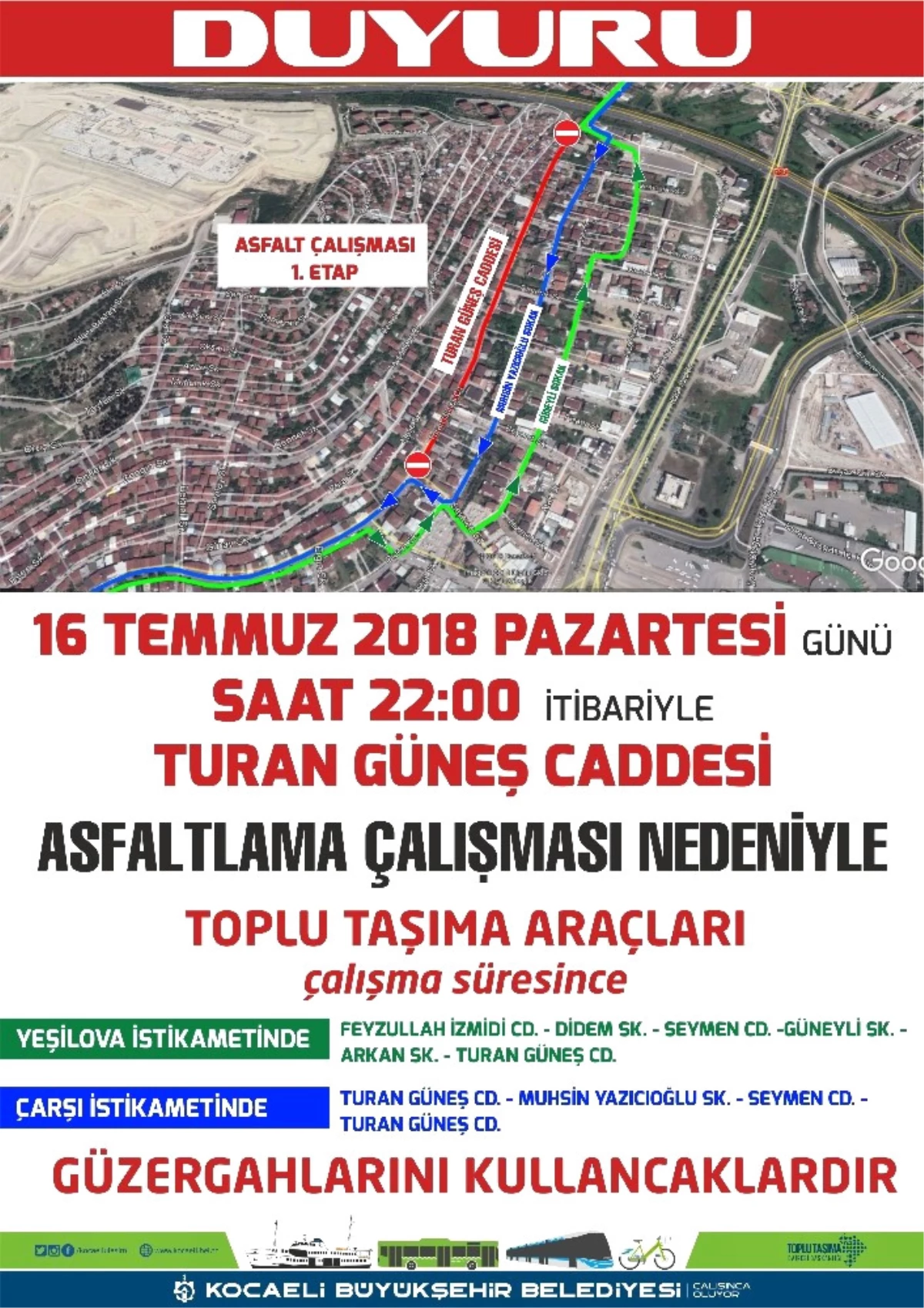 Turan Güneş Caddesi\'nde Trafik Düzenlemesi