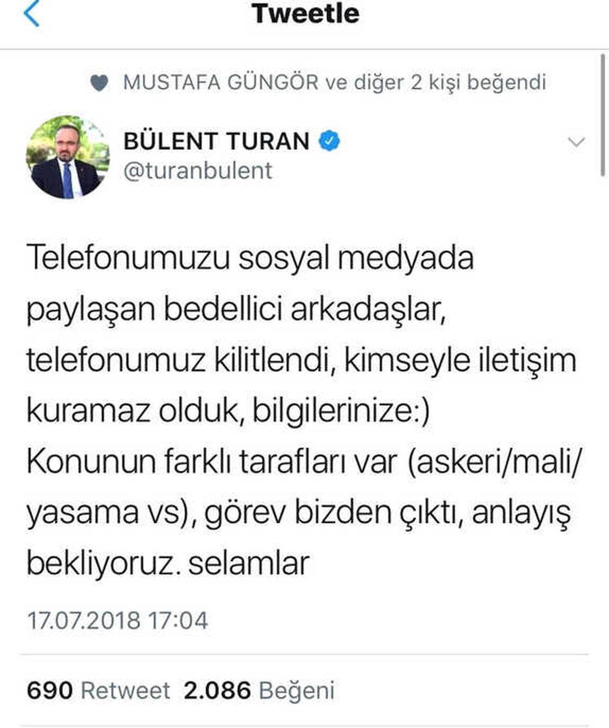 Bedelli Detaylarını Açıklayan Turan\'ın Telefonları Kilitlendi
