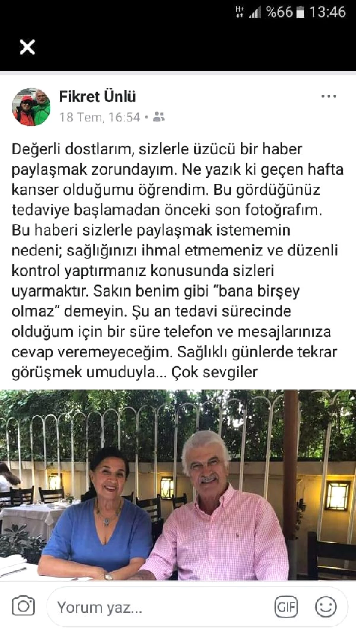 Devlet Eski Bakanı Fikret Ünlü\'den Üzücü Haber