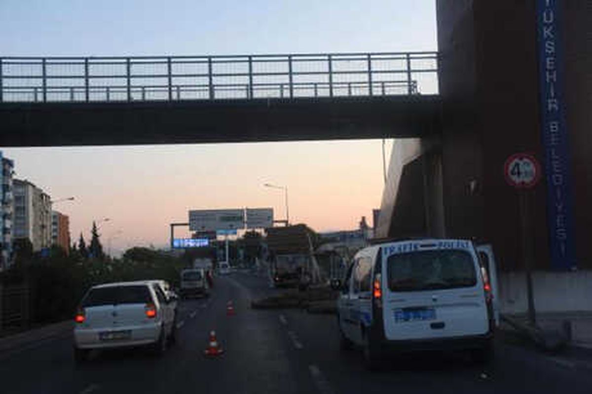 Tır Üst Geçide Çarptı, Tomruklar Yola Savruldu