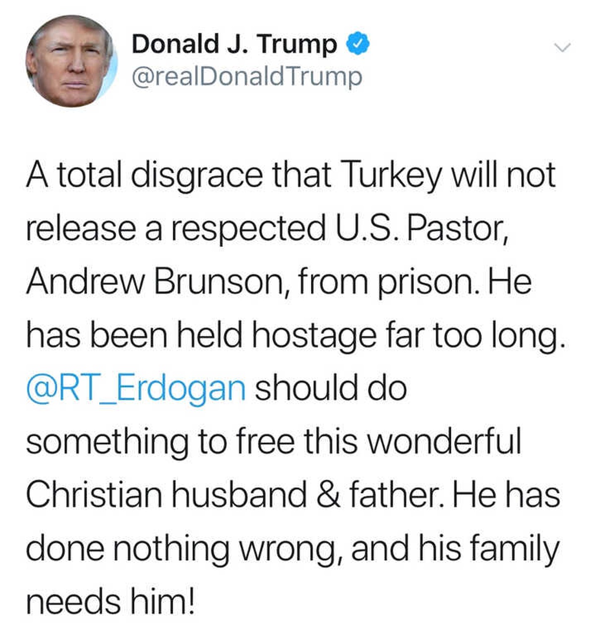 Trump, Türkiye\'de Tutuklu Papaz İçin Erdoğan\'a Çağrıda Bulundu