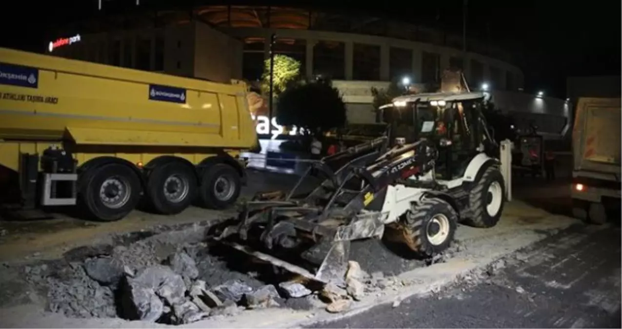 Beşiktaş\'ta Yolda Çöken Alan Onarıldı, Yol Trafiğe Açıldı