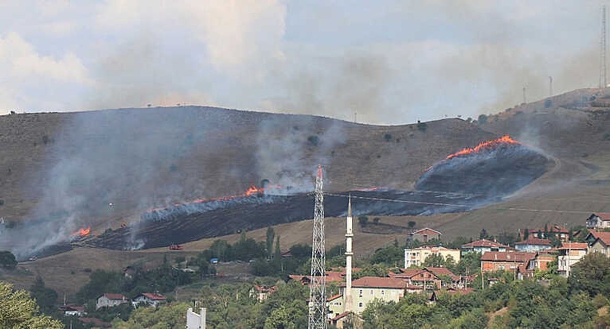 Karabük\'te Korkutan Anız Yangını