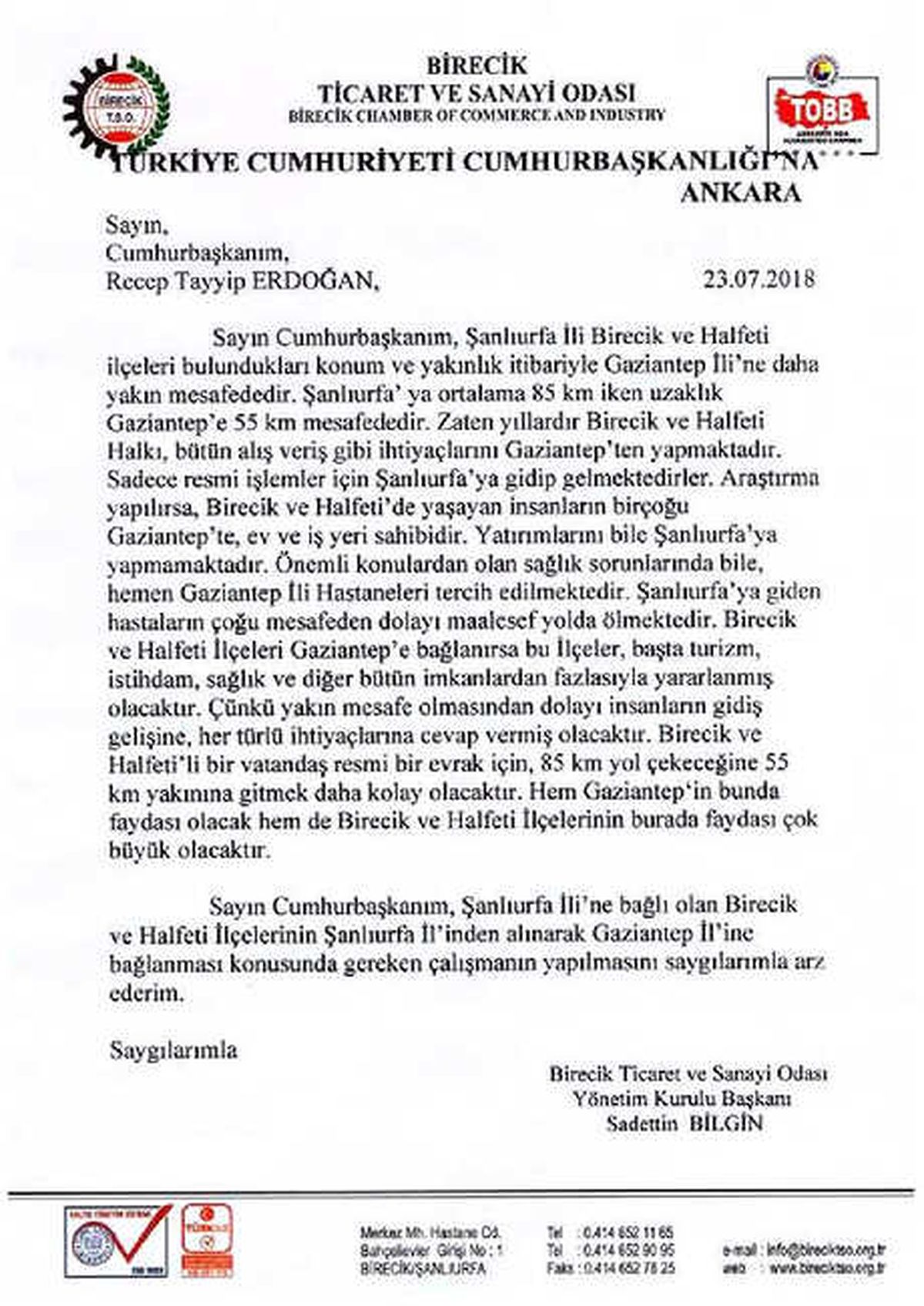 Birecik ve Halfeti, Gaziantep\'e Bağlansın\' Talebi Şanlıurfa\'yı Karıştırdı