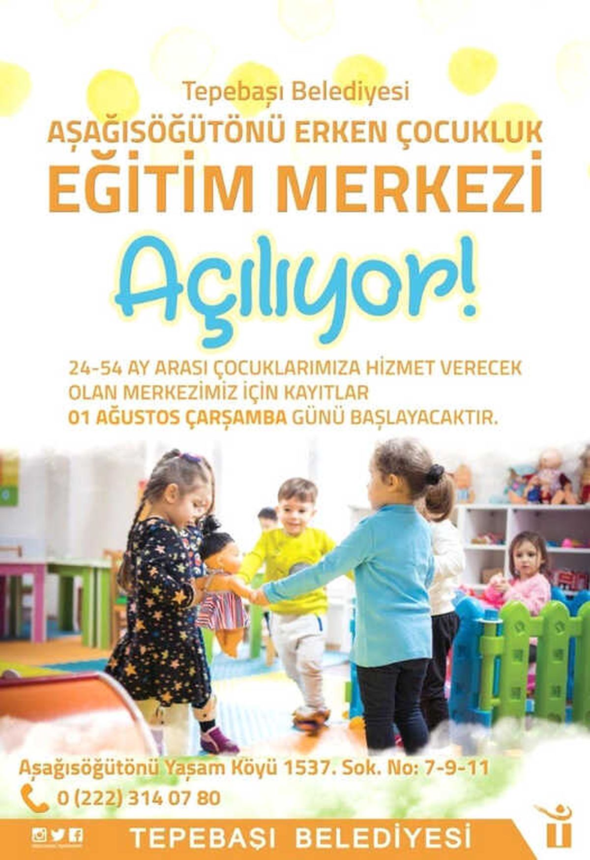 Aşağısöğütönü Erken Çocukluk Eğitim Merkezi Hizmet Vermeye Başlayacak