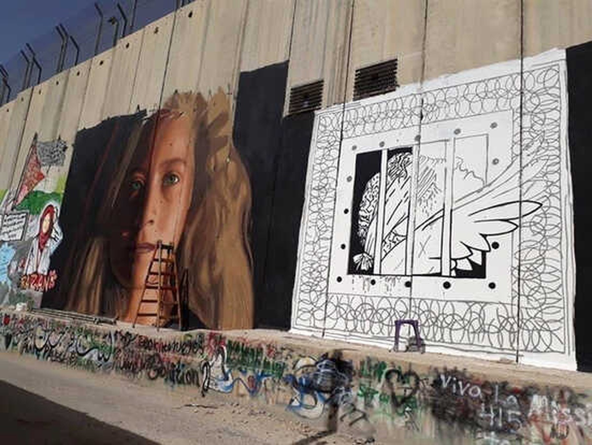 Filistinli Sanatçılar, Ayrım Duvarı\'na "Cesur Kız" Tamimi\'nin Resmini Çizdi