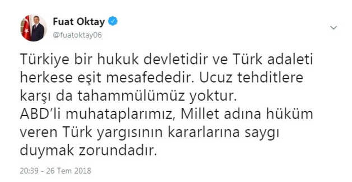 Cumhurbaşkanı Yardımcısı Oktay: "Abd, Türk Yargısının Kararına Saygı Duymak Zorunda"