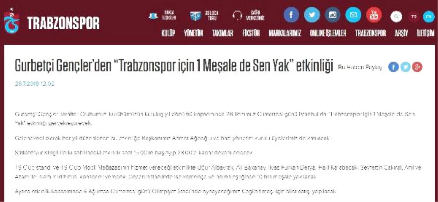 Trabzonspor\'da \'1 Meşale de Sen Yak\' Etkinliği