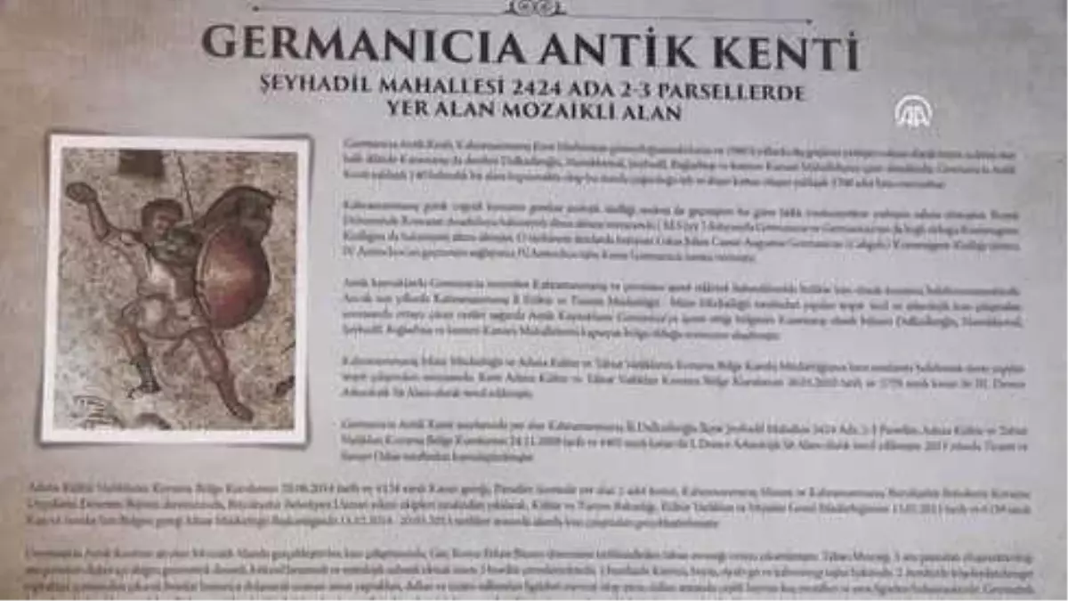 Germanicia Antik Kenti\'nin Taban Mozaikleri Ziyarete Açıldı