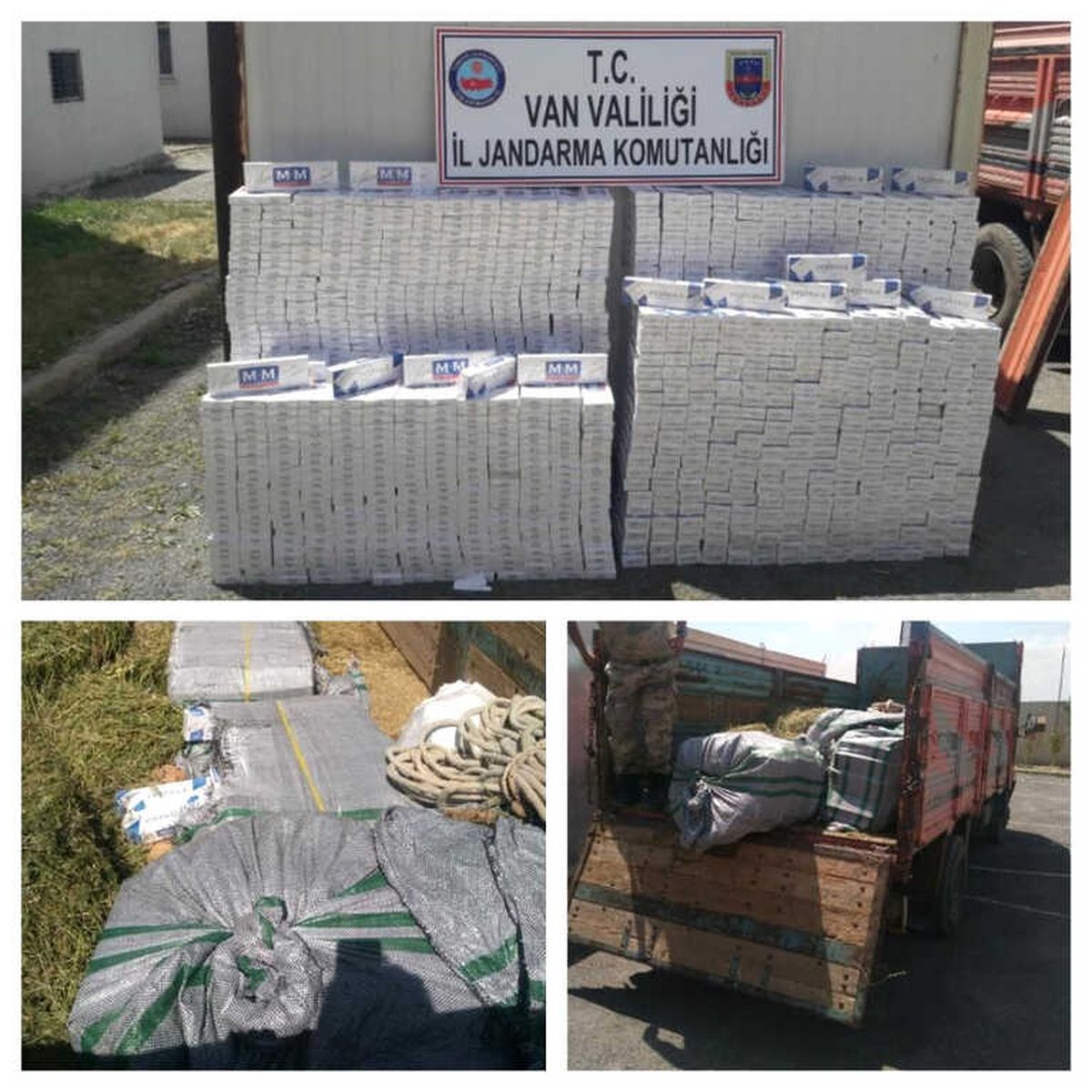 Jandarma Ot Yüklü Kamyonda 15 Bin 678 Paket Kaçak Sigara Ele Geçirdi
