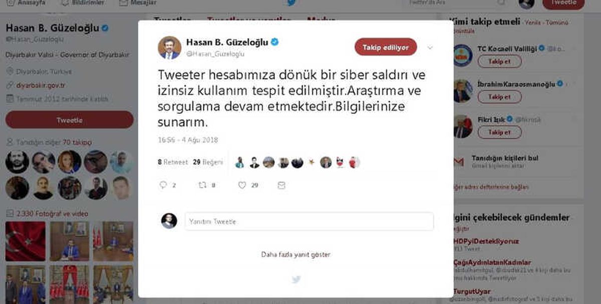 Diyarbakır Valisinin Twitter Hesabı Hacklendi