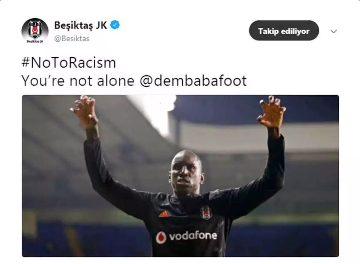 Beşiktaş\'tan Demba Ba\'ya Destek Mesajı