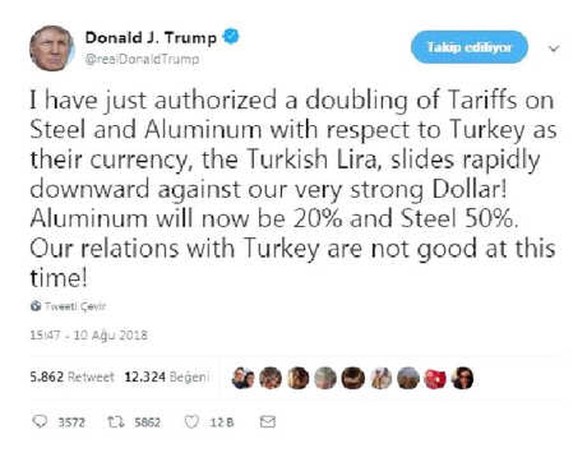Trump, Türkiye\'ye Uygulanan Alüminyum ve Çelik Vergilerini Artırma Talimatı Verdi
