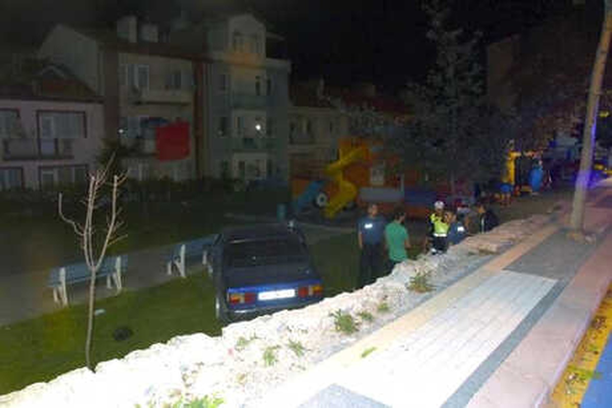 Alkollü Sürücünün Kullandığı Otomobil, Parka Uçtu