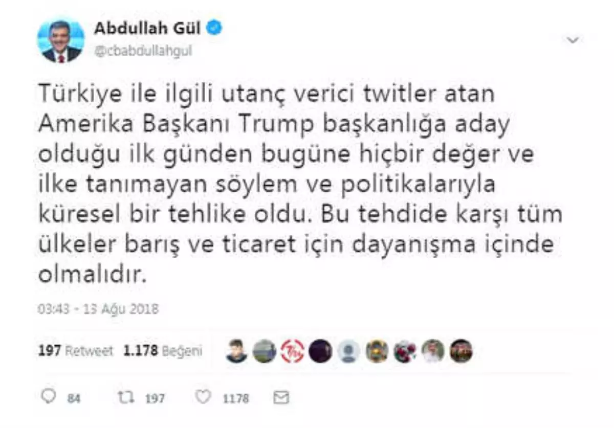 Abdullah Gül\'den ABD\'ye Eleştiri