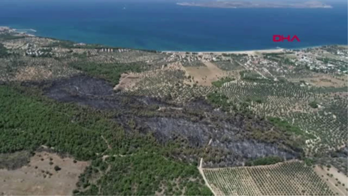 Çanakkale\'de Yanan Ormanlık Alan Havadan Görüntülendi Hd