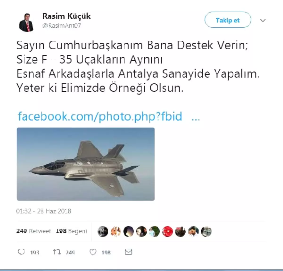 Sanayi Esnafından \'Elimizde Örneği Olsun, F-35\'i Biz Yapalım\' Paylaşımı