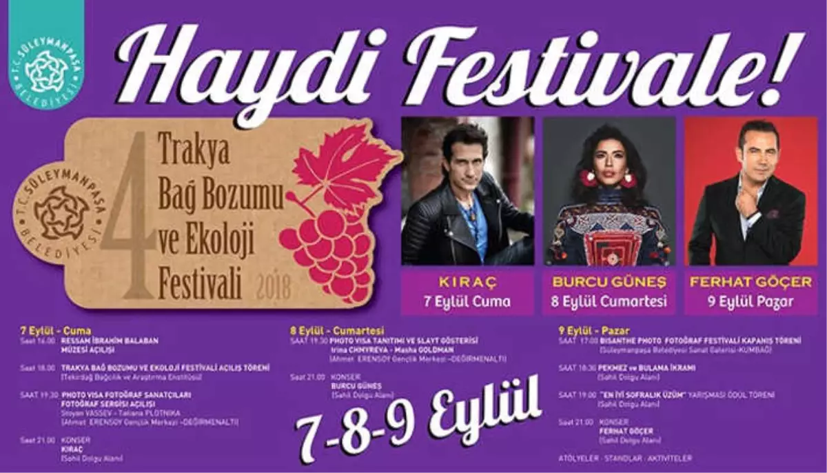 4. Trakya Bağ Bozumu ve Ekoloji Festivali Programı Belli Oldu