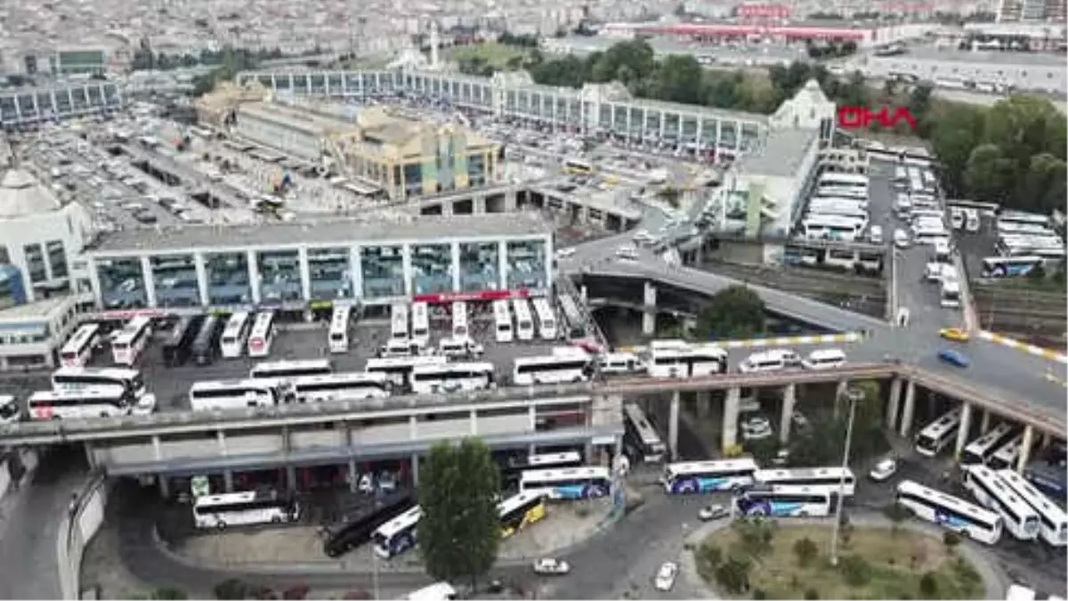 İstanbul- Otogardaki Bayram Hareketliliği Havadan Görüntülendi