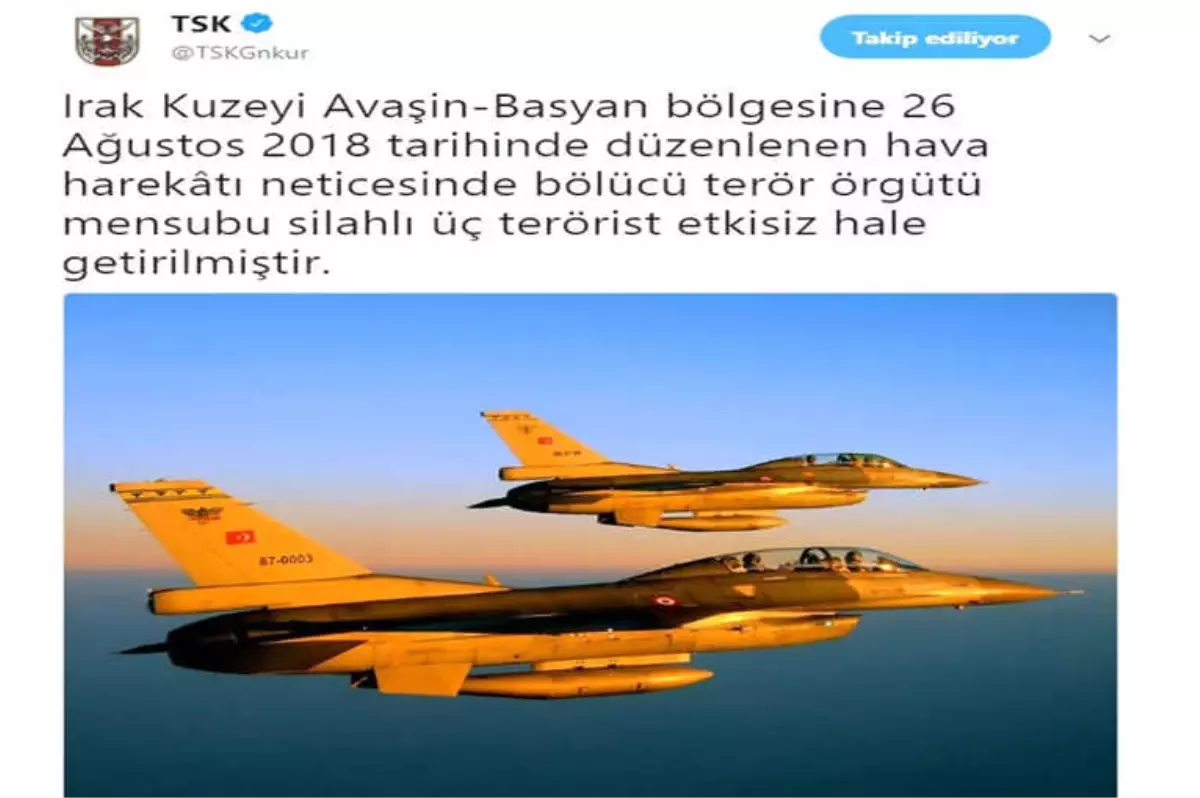 Kuzey Irak\'ta 3 Terörist Etkisiz Hale Getirildi