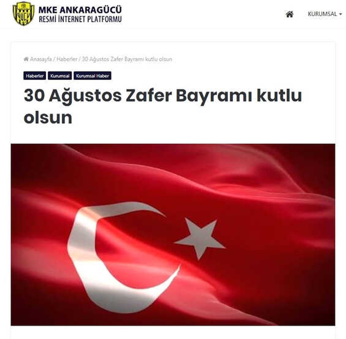 Ankaragücü ve Gençlerbirliği\'nden "30 Ağustos" Mesajı