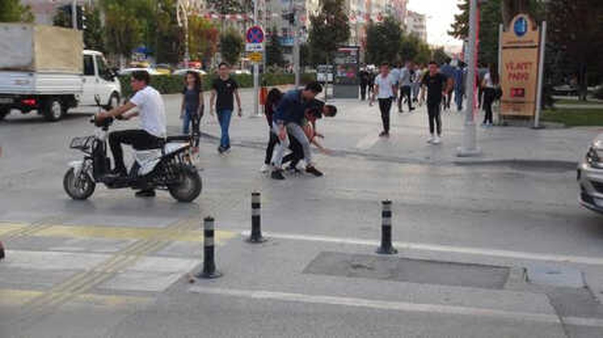 Birdirbir Oynayarak Yoldan Karşıya Geçtiler