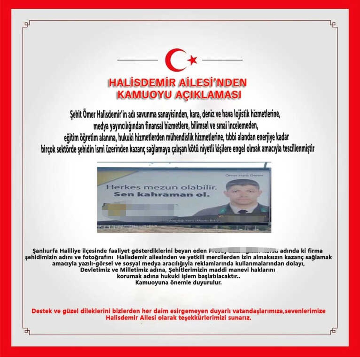 Ömer Halisdemir\'in Fotoğrafı Reklam Malzemesi Değildir"