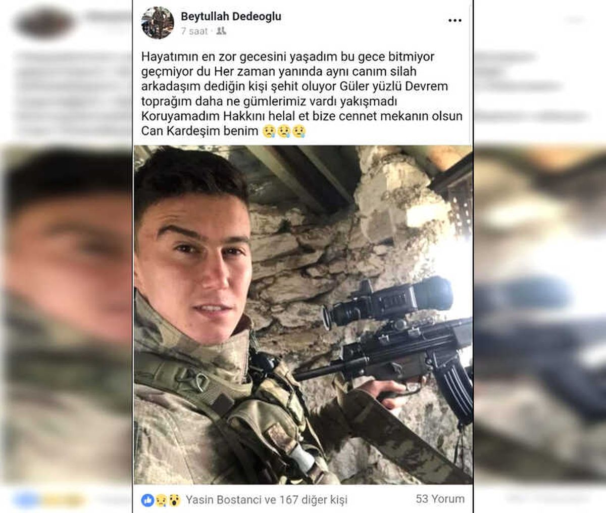 Şehit Onbaşının Silah Arkadaşından Duygulandıran Paylaşım