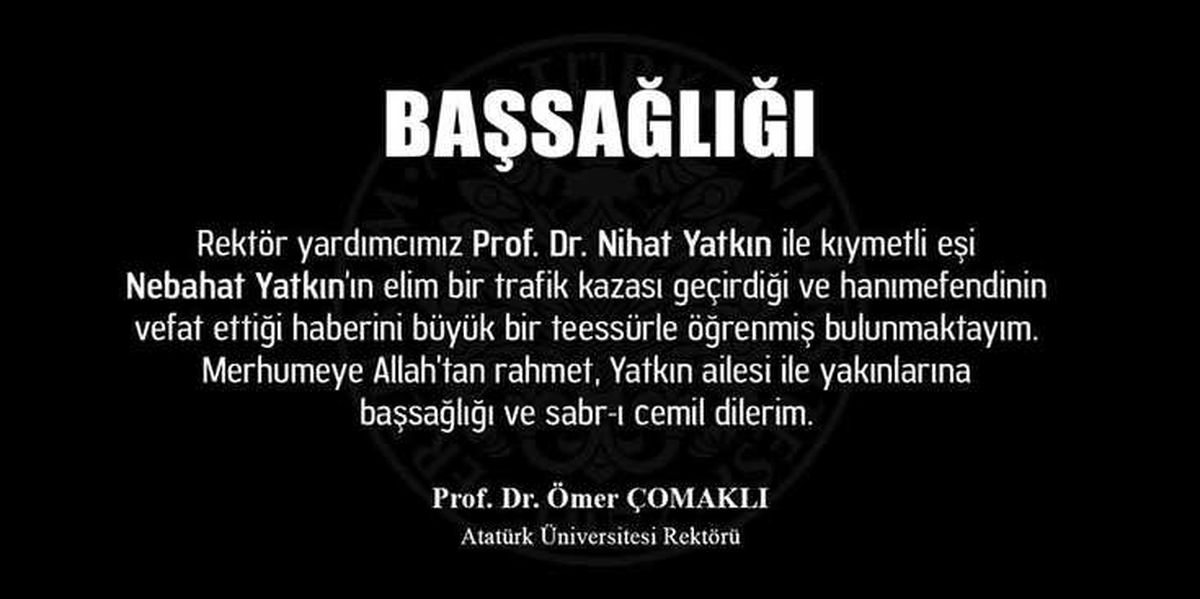 Rektör Çomaklı\'dan Taziye Mesajı