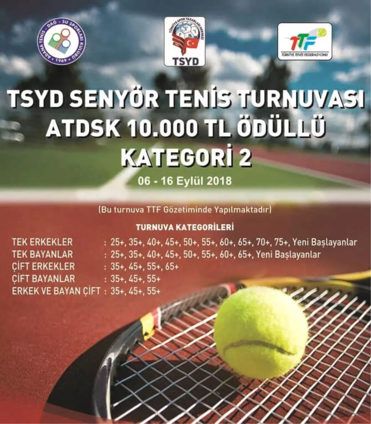 Tsyd Adana Senyör Tenis Turnuvası Başlıyor