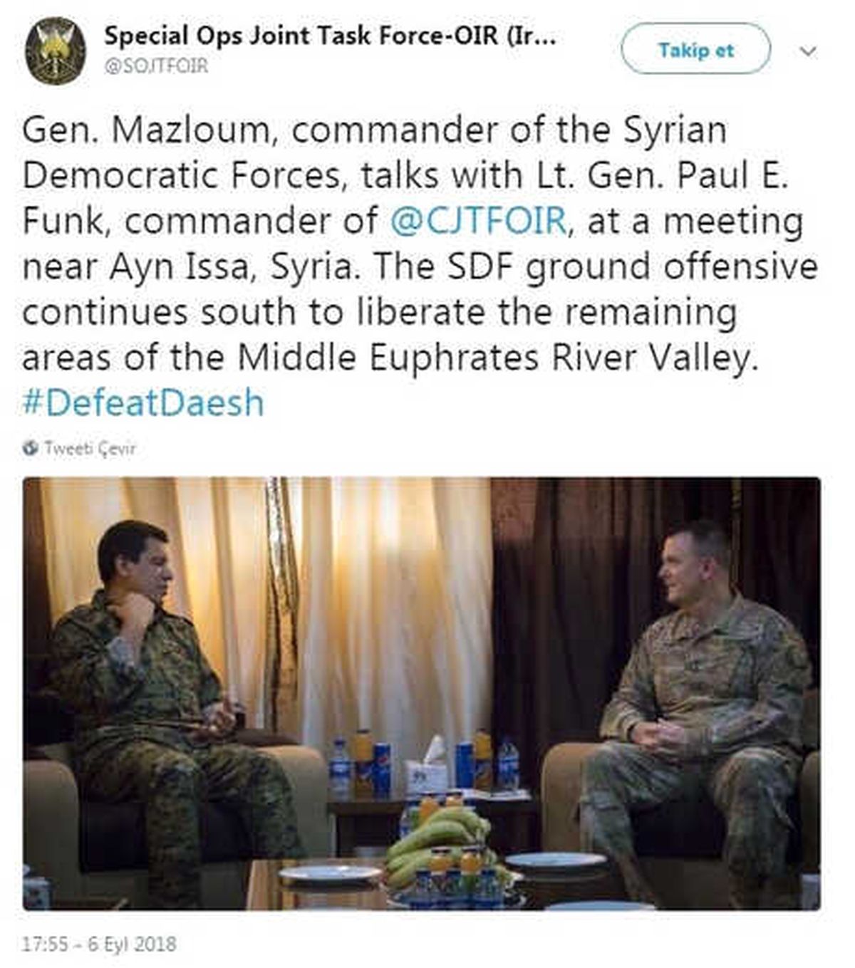 ABD\'li General, 4 Milyon TL Ödülle Aranan Ypg\'li Terörist ile Görüştü
