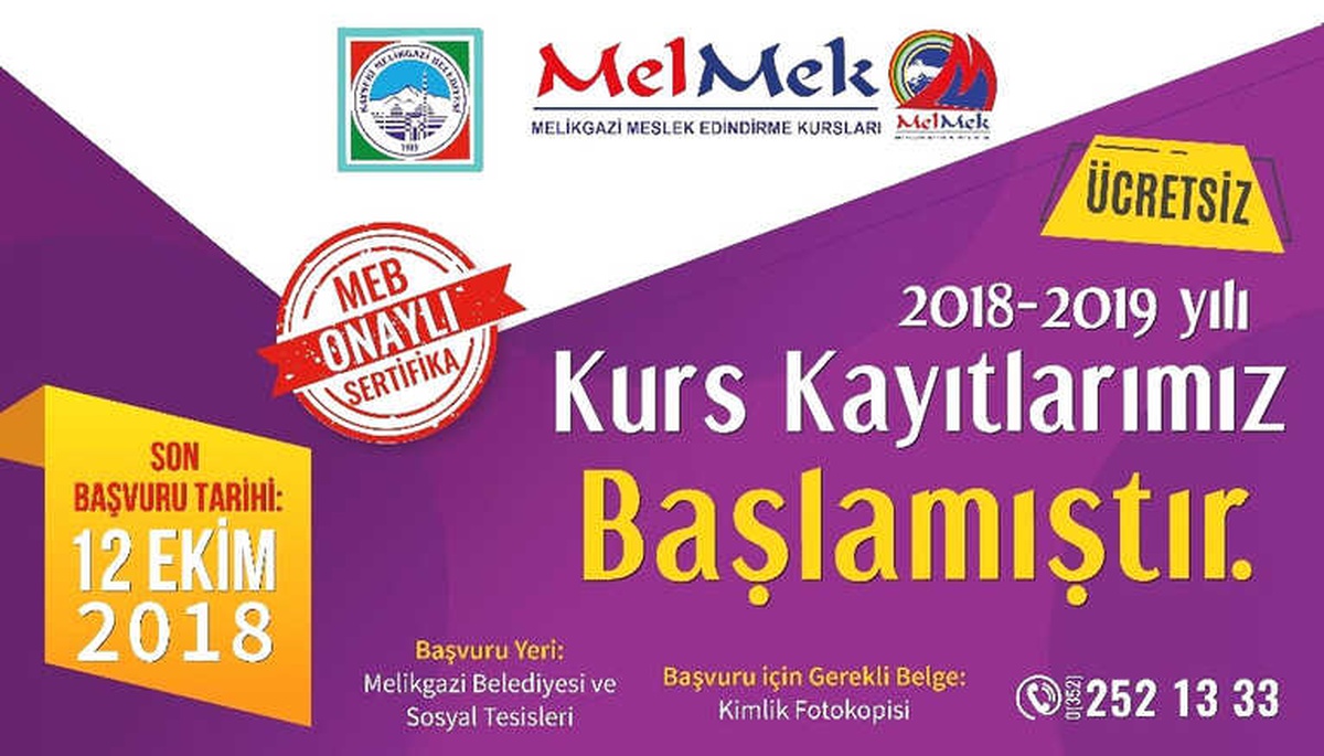 Melikgazi\'de Melmek Kurslarına Kayıtlar Başladı