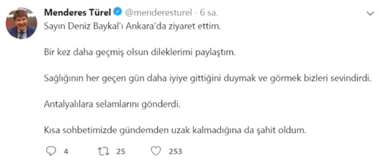 AK Parti\'li Türel, Baykal\'ı Ankara\'da Ziyaret Etti