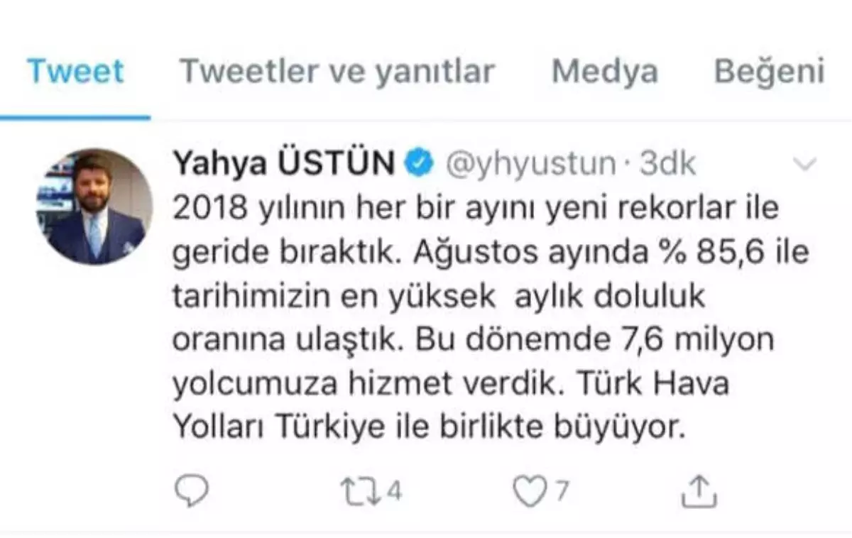 THY Ağustos Ayında Tarihin En Yüksek Doluluk Oranını Yakaladı