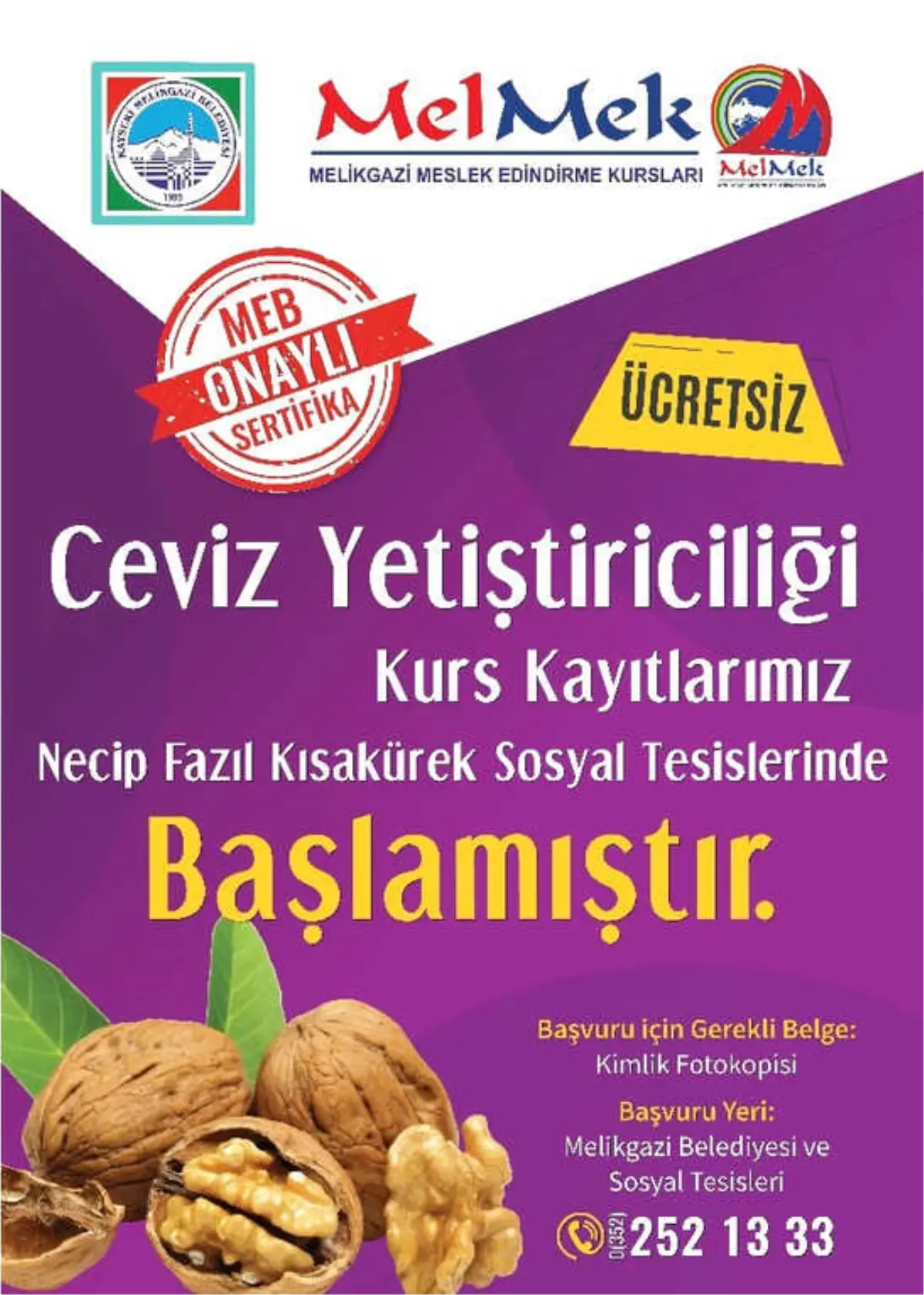 Melikgazi Belediyesi \'Ceviz Yetiştiriciliği\' Kursu Açtı