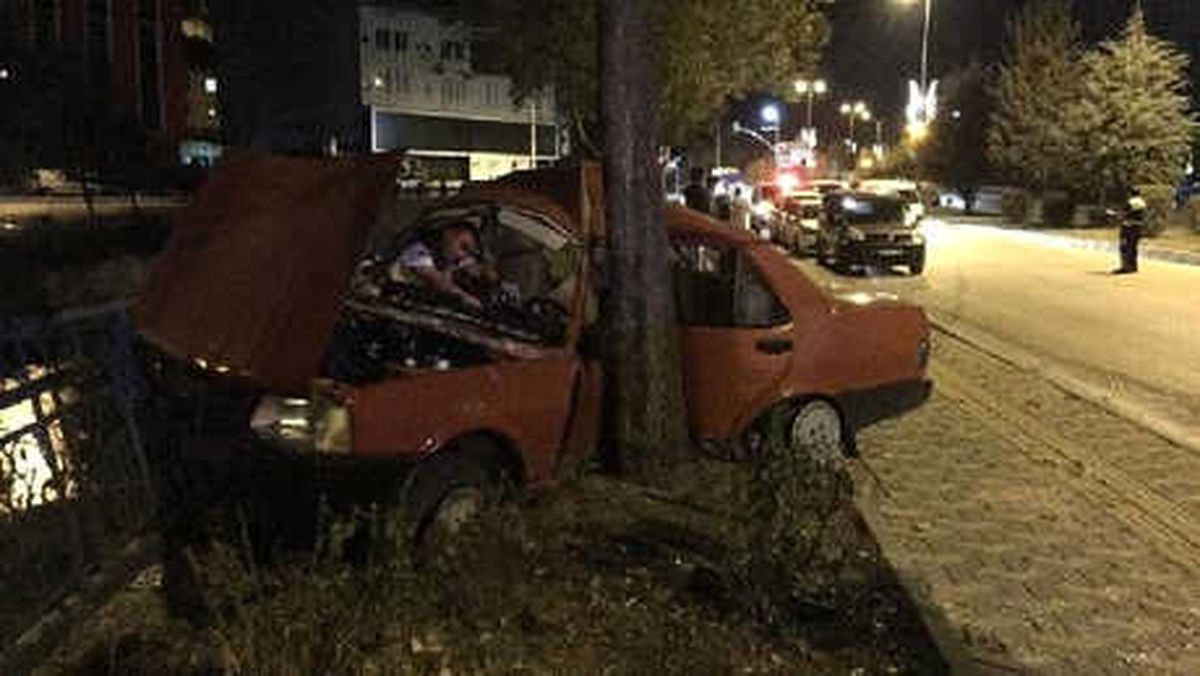 Ağaca Çarpan Otomobilin Sürücüsü Öldü