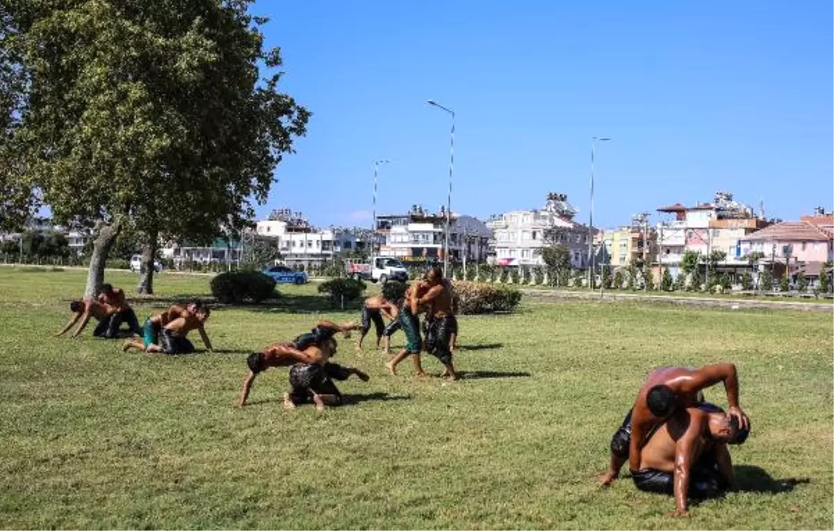 Güreşçiler, Yol Kenarındaki Çimde Antrenman Yapıyor