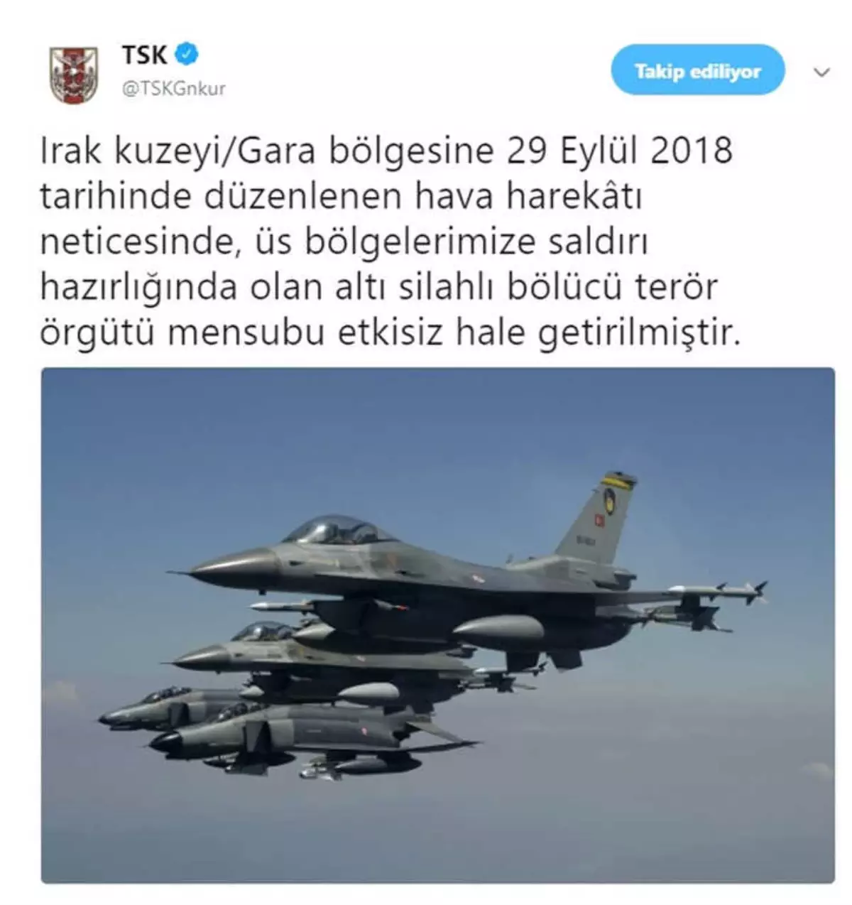 Kuzey Irak\'ta 6 Terörist Etkisiz Hale Getirildi