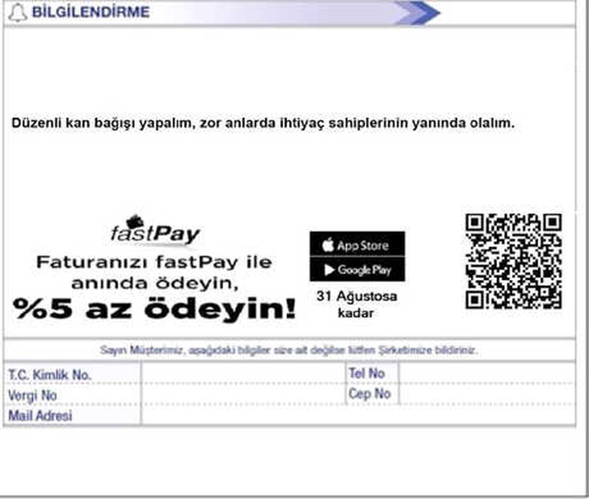 Elektrik Faturalarında Sosyal Mesaj Devri