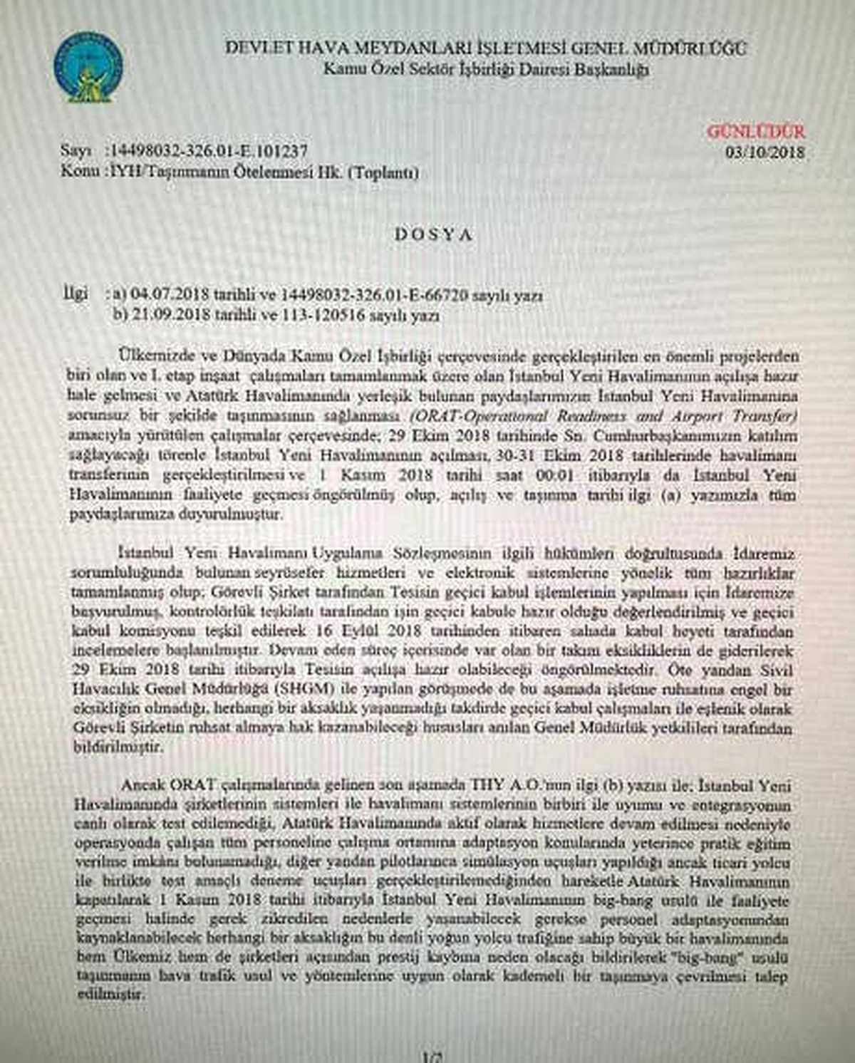 Dhmi: İstanbul Yeni Havalimanı\'na Taşınma 30-31 Aralık\'ta