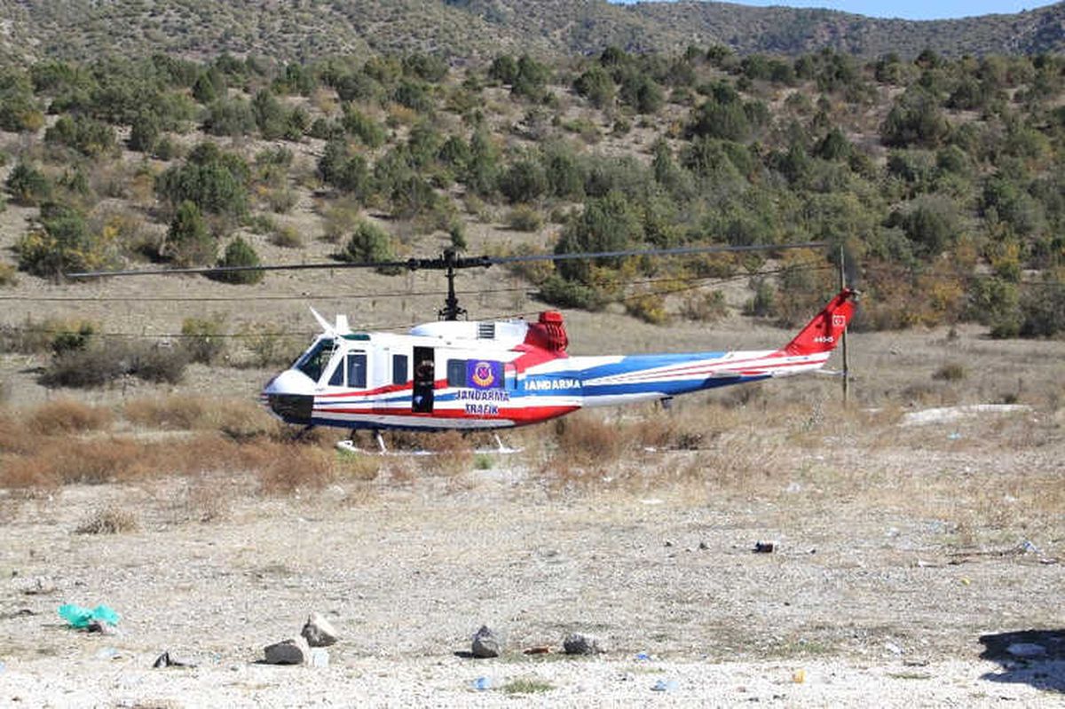 Çankırı\'da Helikopter Destekli Trafik Uygulaması