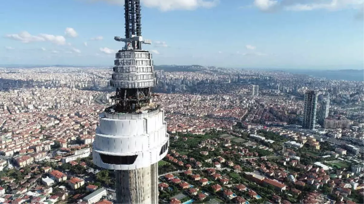 Restoran Bölümü Monte Edilen Çamlıca Kulesi\'nin Son Hali Havadan Görüntülendi